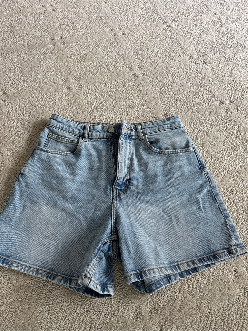 Zara Light Blue High-Rise Denim Shorts